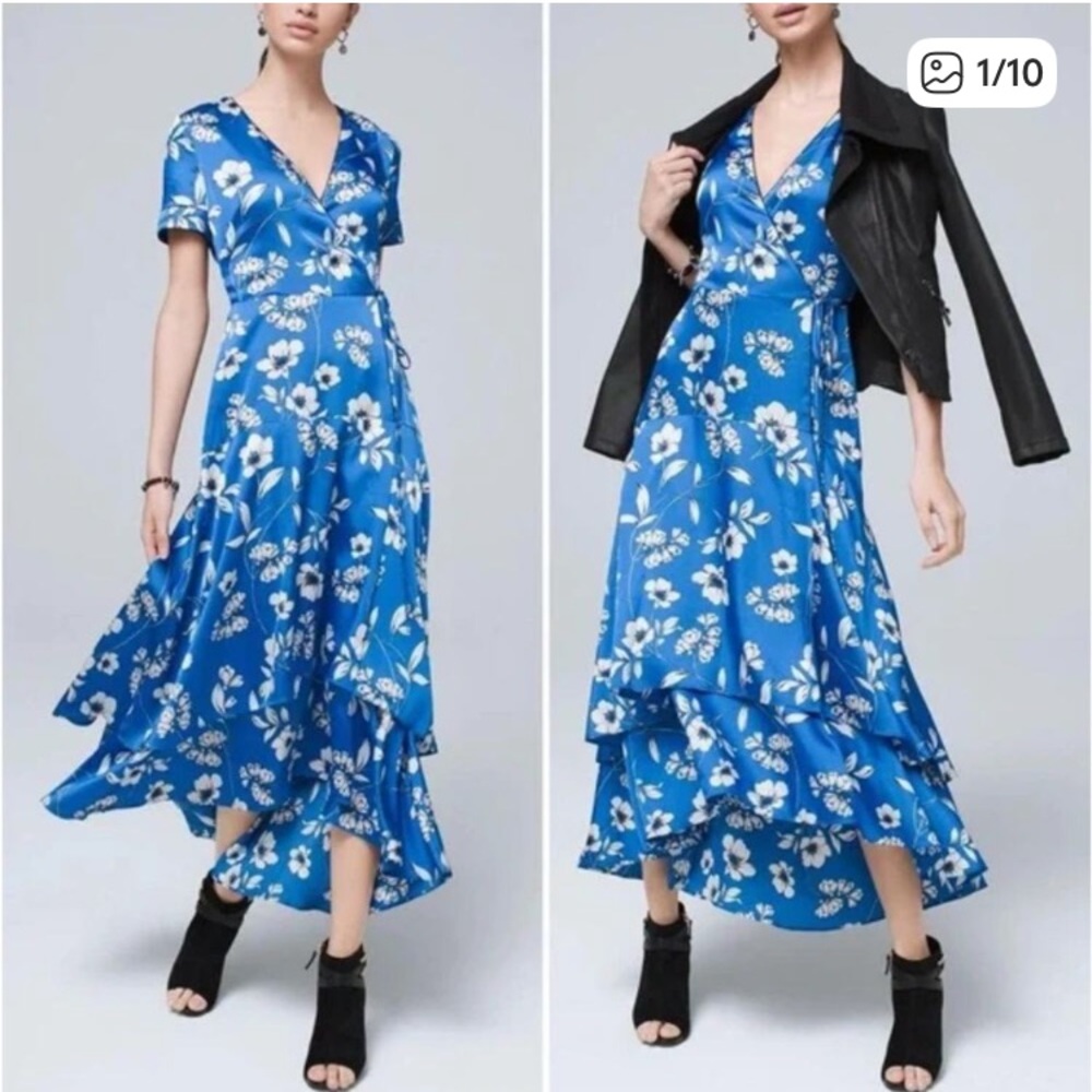 White House Black Market Blue Floral Midi Dress
